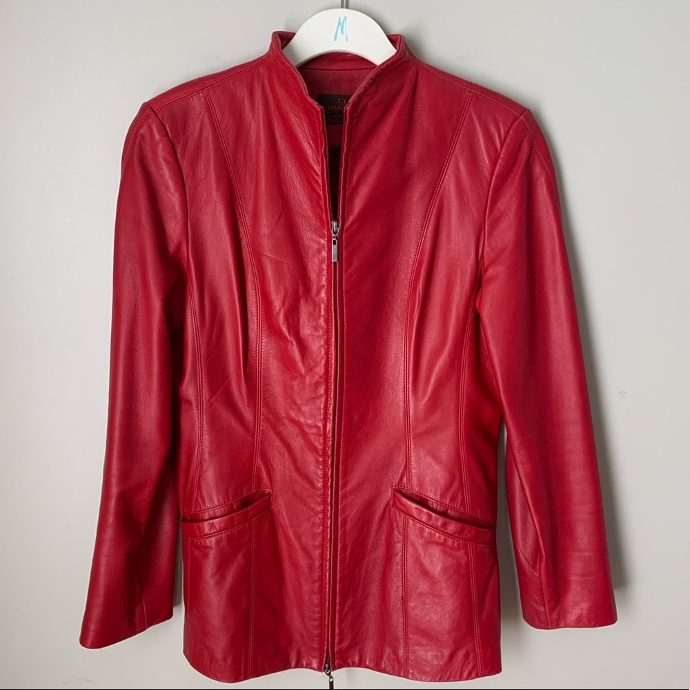Danier deep red XS leather blazer - Picture 1 of 15